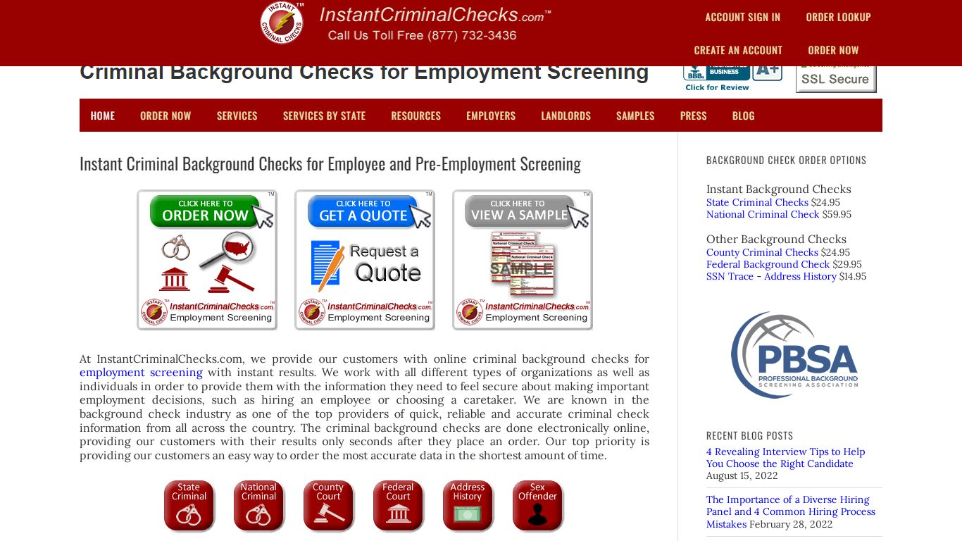 Instant Criminal Background Checks Employment Screening